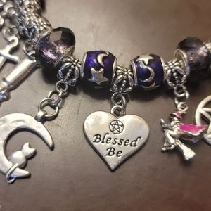 Wiccan Blessed Be Charm Bracelet  Purple